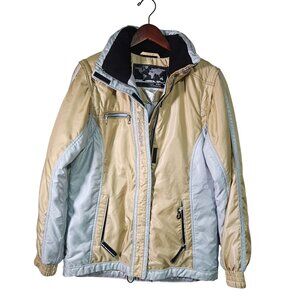 VTG Phenix Women's Ski Jacket Gold & Blue Size 8/38/44 Hooded Zipper Pockets Sz